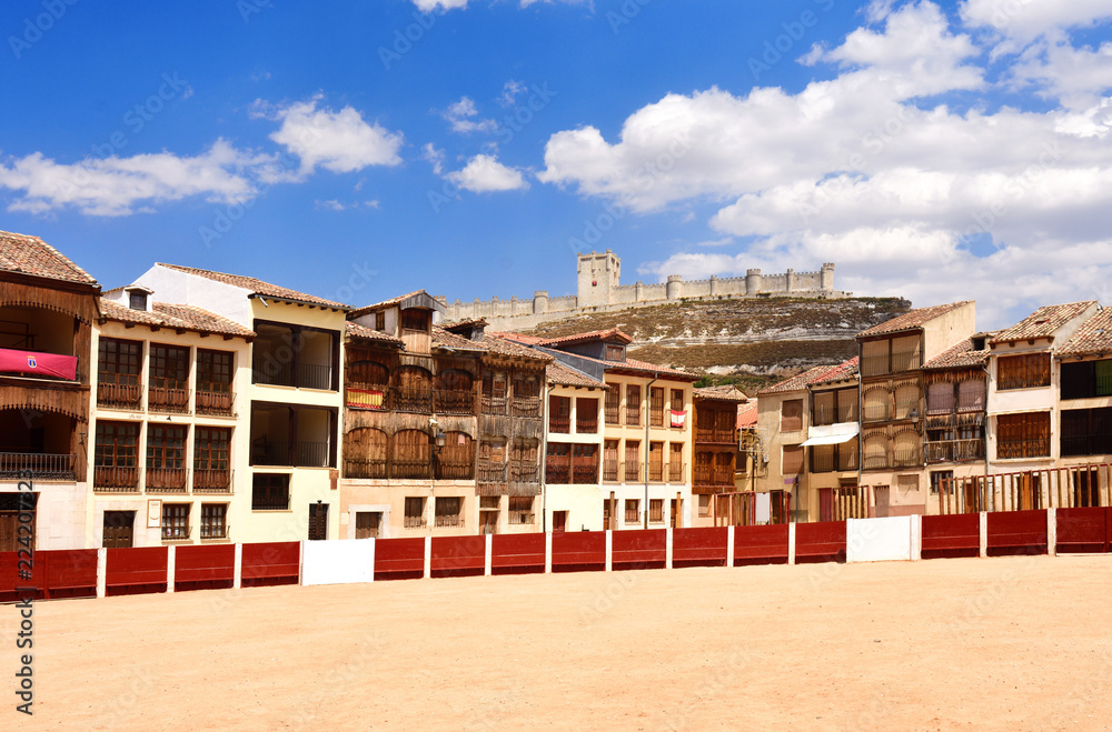 El Coso square of Peñafiel, Valladolid province, Castilla-Leon, Spain El Coso square of Peñafiel, Valladolid province, Castilla-Leon, Spain