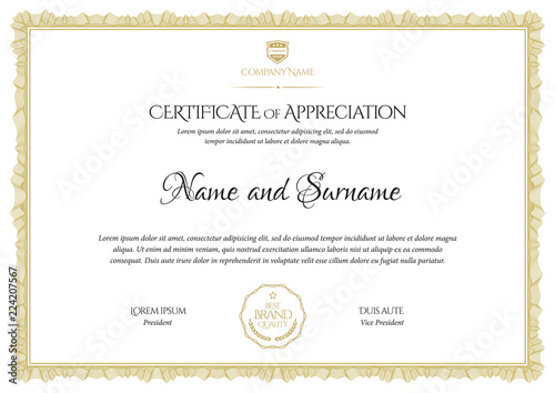 Certificate template. Diploma of modern design or gift certificate.