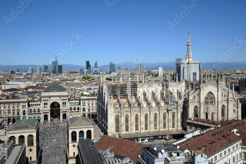 Italy - Milan - Duomo cathedral, Vittorio Emanuele Gallery and skyline - Skyscrepers and downtown - interstic place to visit in the center of the city - Unicredit tower and bosco verticale photo