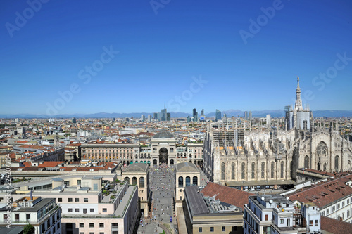 Italy - Milan - Duomo cathedral  Vittorio Emanuele Gallery and skyline - Skyscrepers and downtown - interstic place to visit in the center of the city - Unicredit tower and bosco verticale
