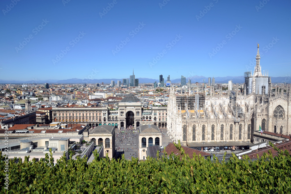 Italy - Milan - Duomo cathedral, Vittorio Emanuele Gallery and skyline - Skyscrepers and downtown - interstic place to visit in the center of the city - Unicredit tower and bosco verticale