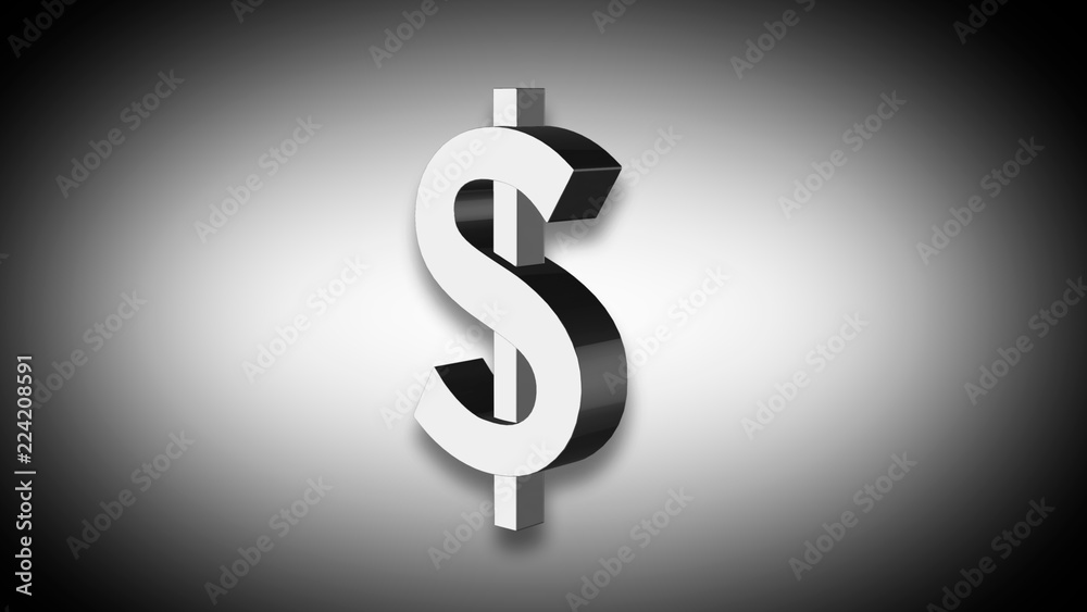Silver dollar symbol on a white background. 3D Render Silver dollar symbol on a white background. 3D Render