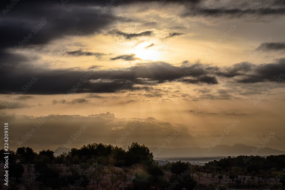 atmospheric sunset on the Island of Mallorca
