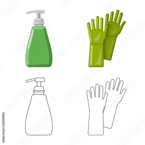Vector illustration of cleaning and service sign. Set of cleaning and household stock symbol for web.