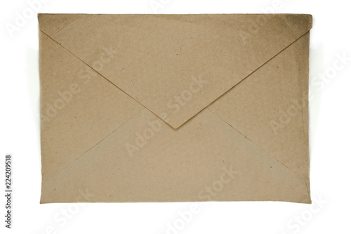 Very old beige envelope isolated on white background