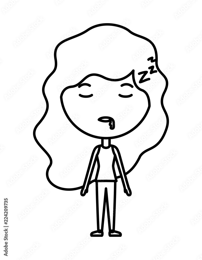 cartoon woman asleep kawaii character cartoon woman asleep kawaii character