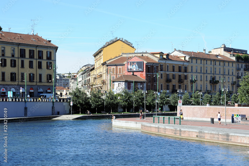 Italy - Milan - Naviglio Grande and darsena - Navigli canal - interestic place to visit for the tourist