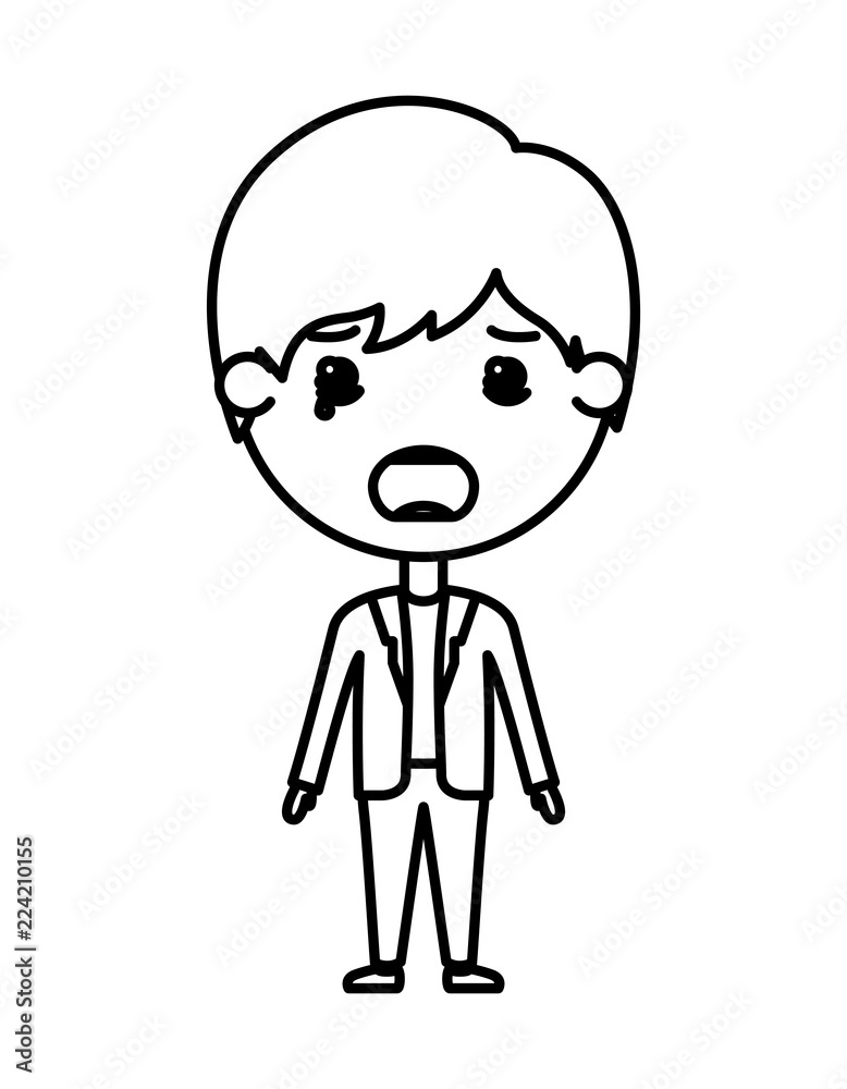 cartoon sad man kawaii character