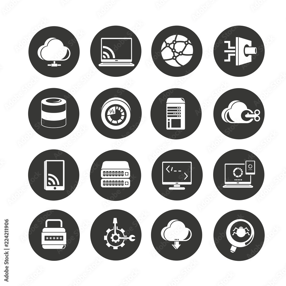 network icon set in circle buttons network icon set in circle buttons