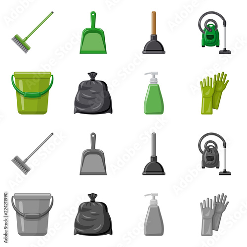 Vector design of cleaning and service symbol. Collection of cleaning and household vector icon for stock.