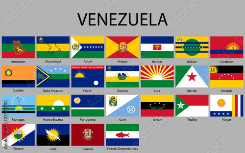 all Flags states of Venezuela. photo