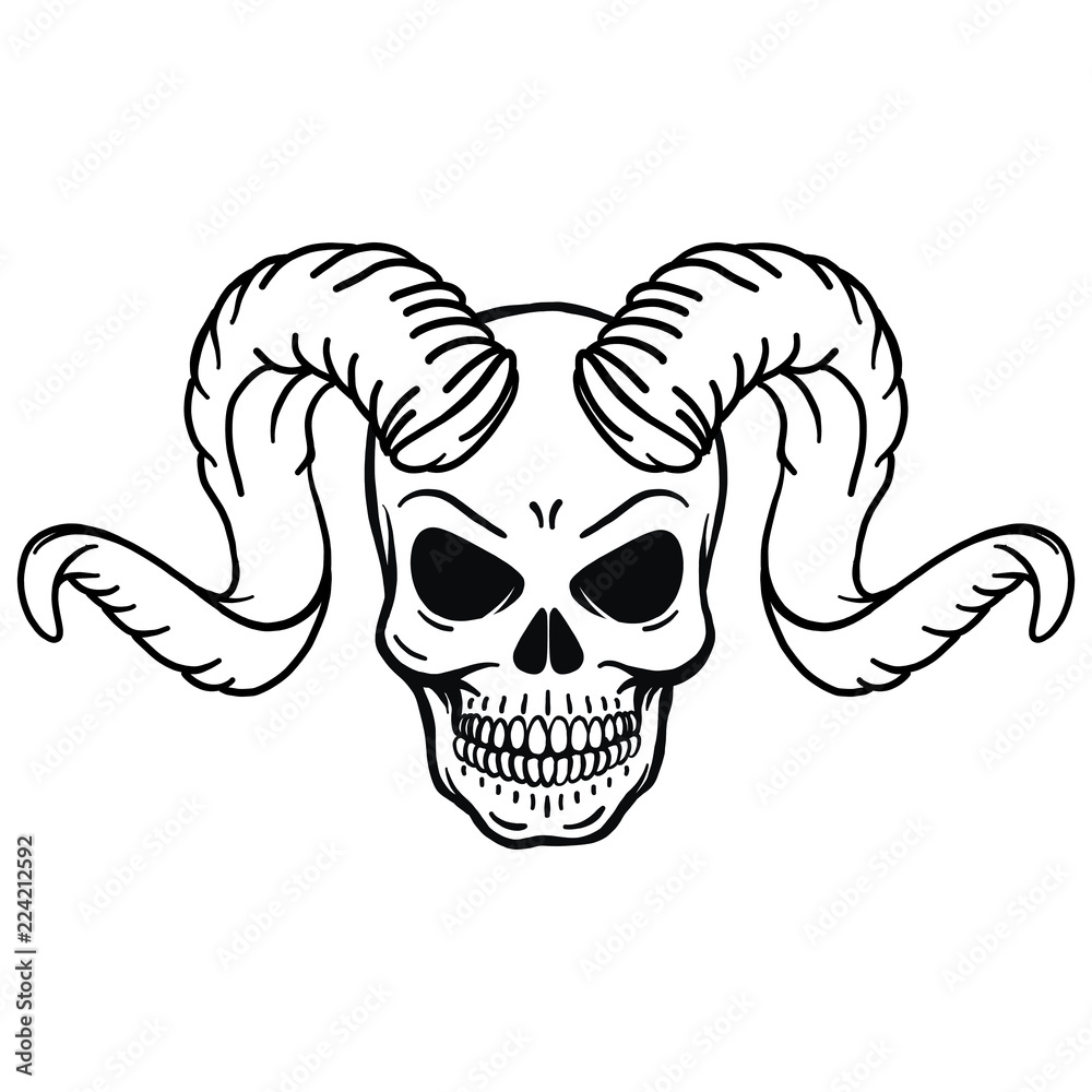Premium Vector  Scary monster skull with big mouth icon logo design  stencil tattoo flat vector illustration