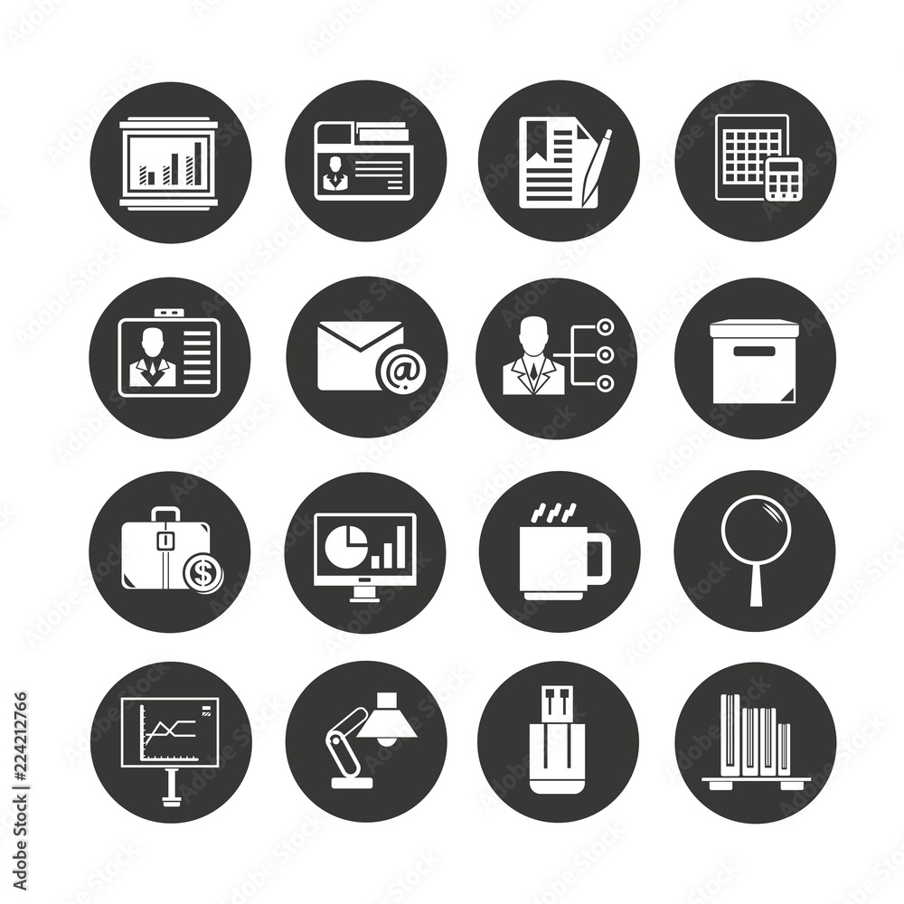 office icon set in circle buttons office icon set in circle buttons