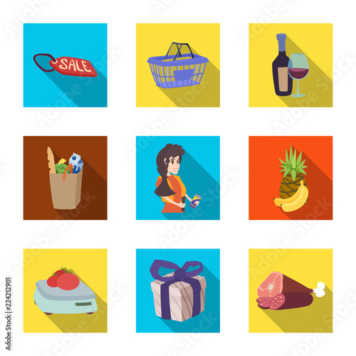 Vector illustration of food and drink symbol. Set of food and store vector icon for stock.