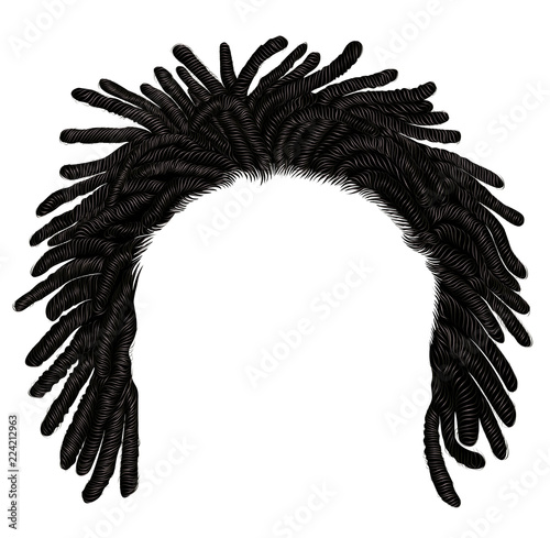 trendy african long  hair dreadlocks . 
realistic  3d . fashion beauty style .
