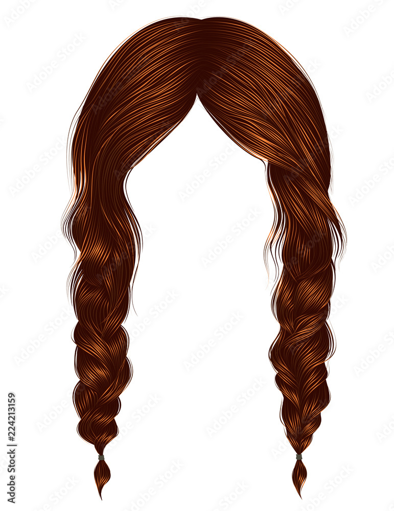 Fototapeta premium trendy women hairs Red colour .two plaits . fashion beauty style .