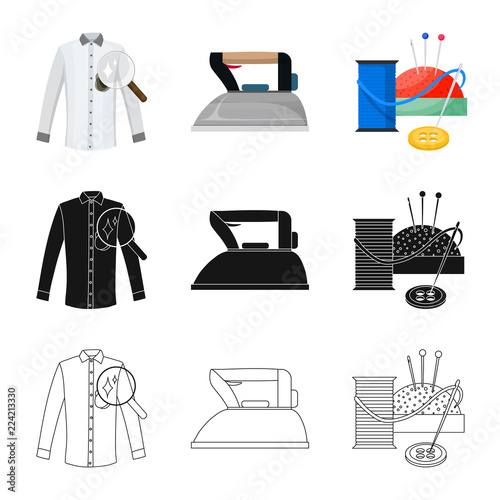 Isolated object of laundry and clean sign. Set of laundry and clothes stock symbol for web.