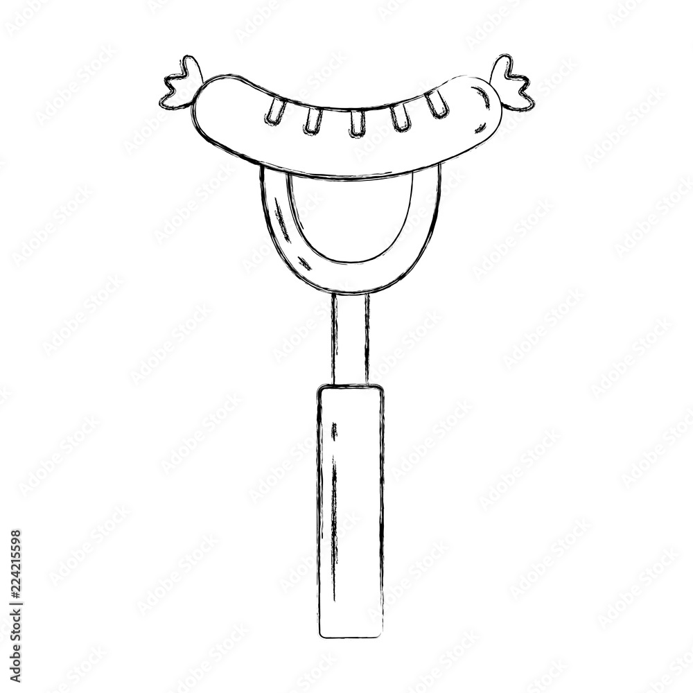 grilled sausage on fork food grilled sausage on fork food