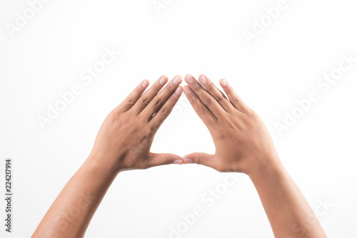 Hands showing the triangle sign photo
