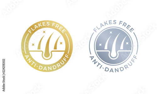 Anti-dandruff flakes free logo icon for shampoo or hair oil design