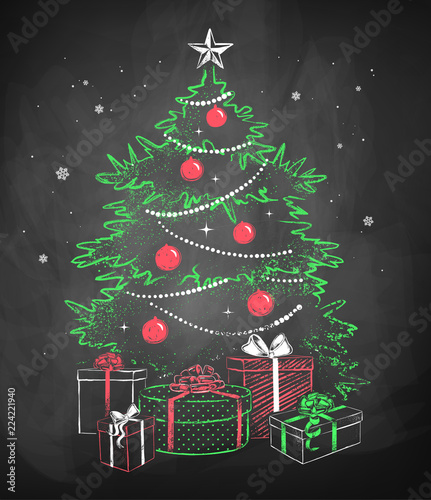 Christmas tree  with gift wrapped boxes