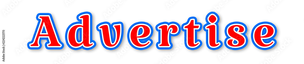 ADVERTISE - elegant red text written on white background ADVERTISE - elegant red text written on white background