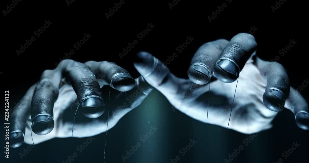 Puppet hands from leadership controlling our lives. Concept