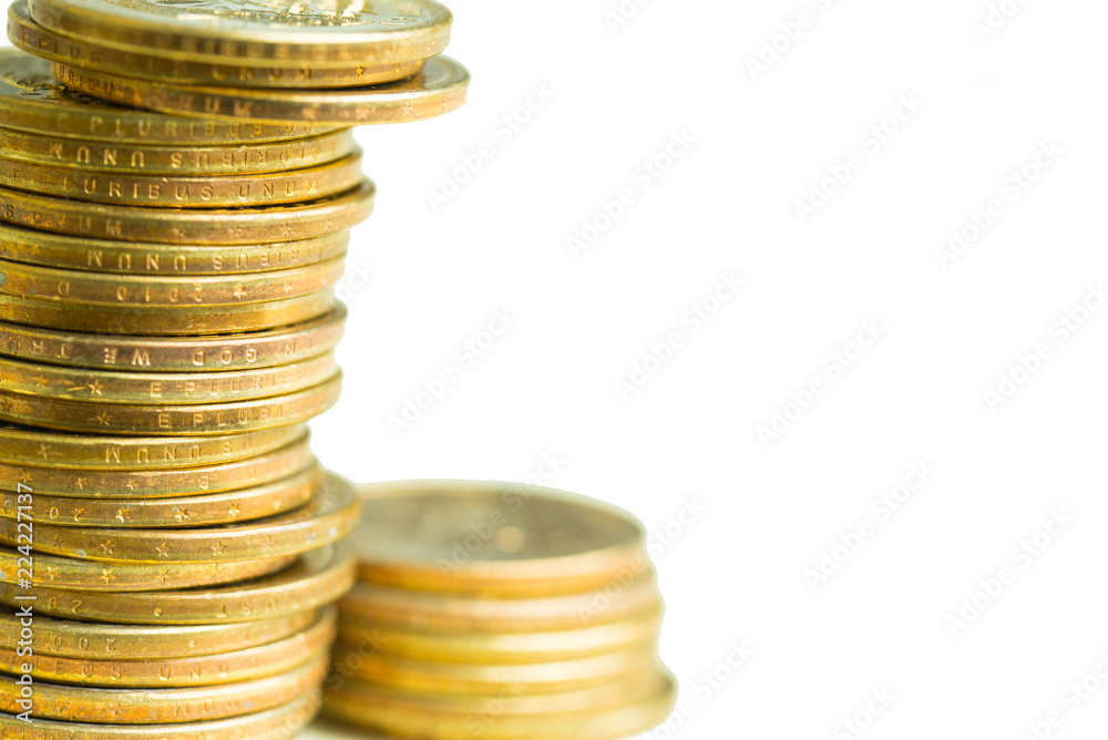 Dollar coins money stack on isolate background Dollar coins money stack on isolate background