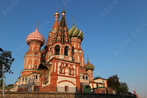 Closeup view to Saint basils cathedral on red square in Moscow, Russia photo