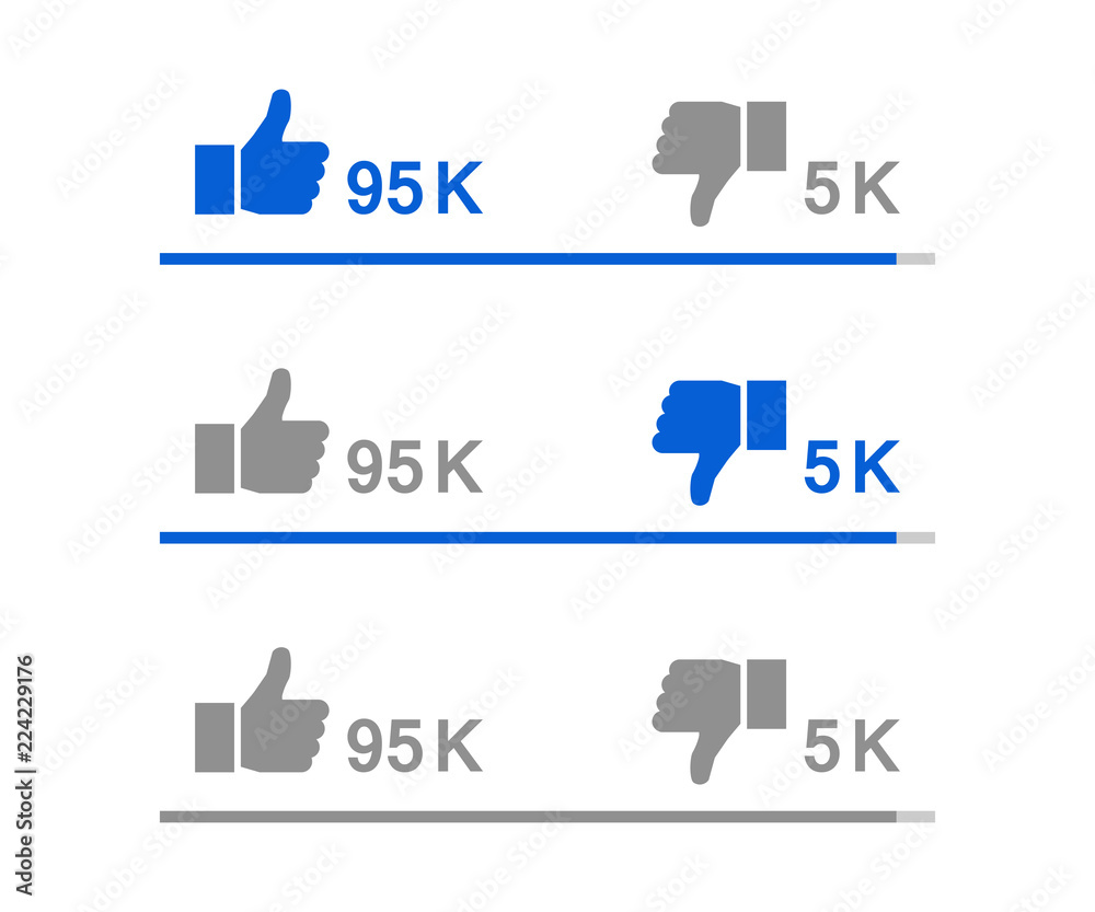 Fototapeta premium Graph like rating. Thumb up and thumb down