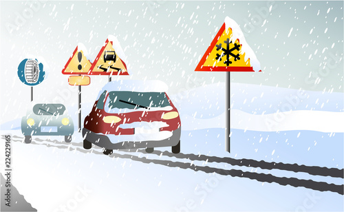 Winter transport issues. Hello winter background.