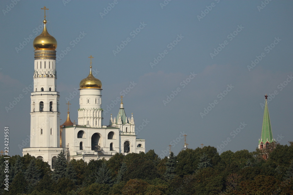 View to Ivan the Great belltower and cathedral, Kremlin, Moscow, Russia