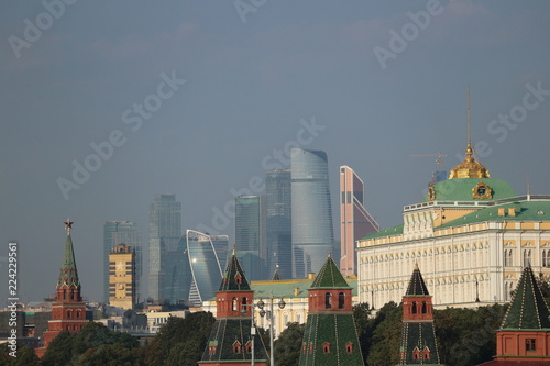 Old and new architecture - view to Moscow city, Russia