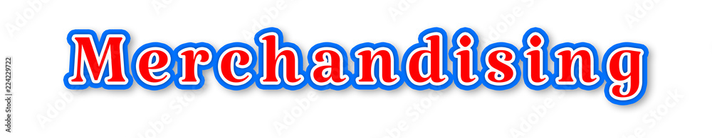 MERCHANDISING - elegant red text written on white background MERCHANDISING - elegant red text written on white background