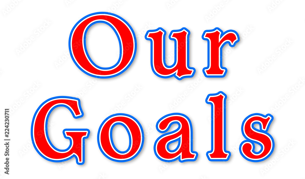 OUR GOALS - elegant red text written on white background