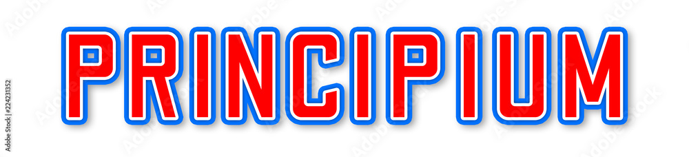 Principium - elegant red text written on white background Principium - elegant red text written on white background