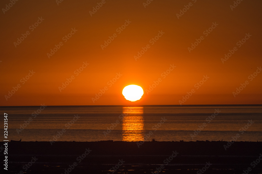 Beautiful sunset above the Pacific Ocean, sea