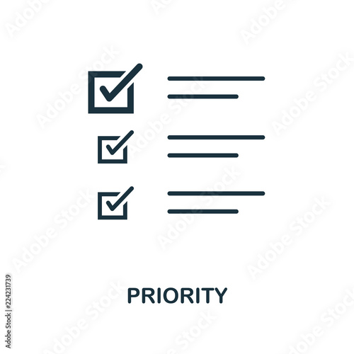 Priority icon. Monochrome style design from machine learning icon collection. UI and UX. Pixel perfect priority icon. For web design, apps, software, print usage.