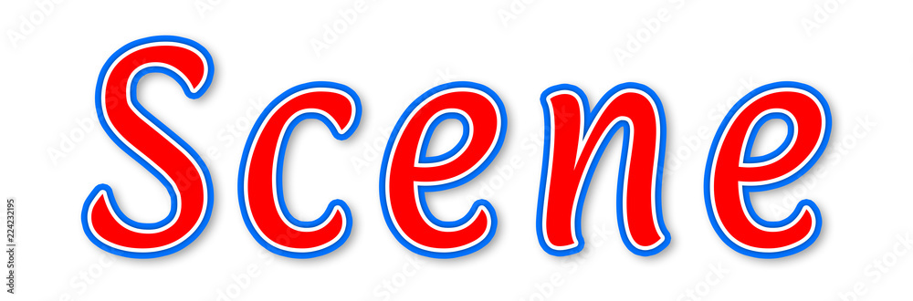 SCENE - elegant red text written on white background SCENE - elegant red text written on white background
