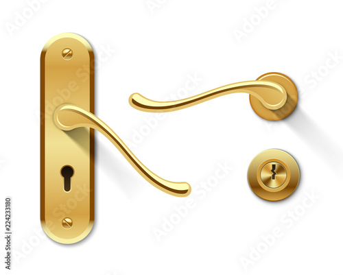 Metal door handles and door lock