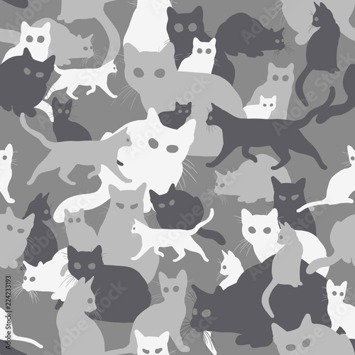 Seamless camouflage with cats