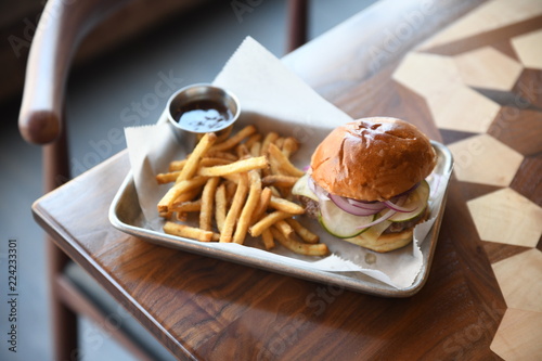 Artisan burger and fries