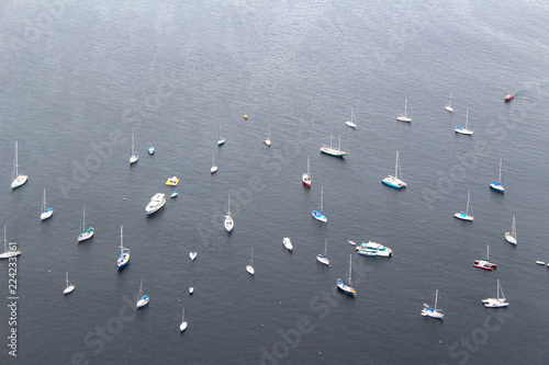 Bird eye view of boats in Rio de Janeiro, Brazil, South America