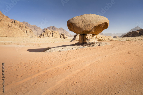 huge stone in sand desert