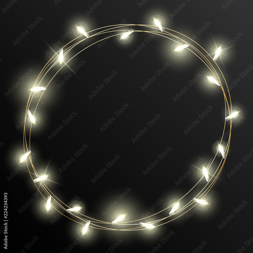 Holiday's Background for Merry Christmas and Happy New Year greeting card with a light garland Holiday's Background for Merry Christmas and Happy New Year greeting card with a light garland