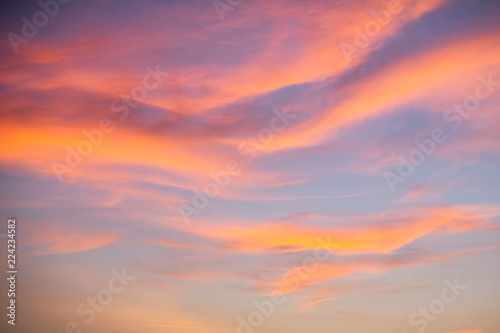 Beautiful sky with clouds during sunset.
