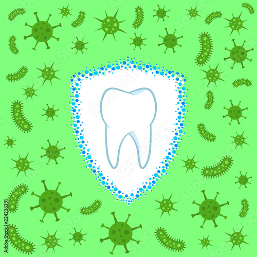Tooth. Bacteria illustration. Vector.