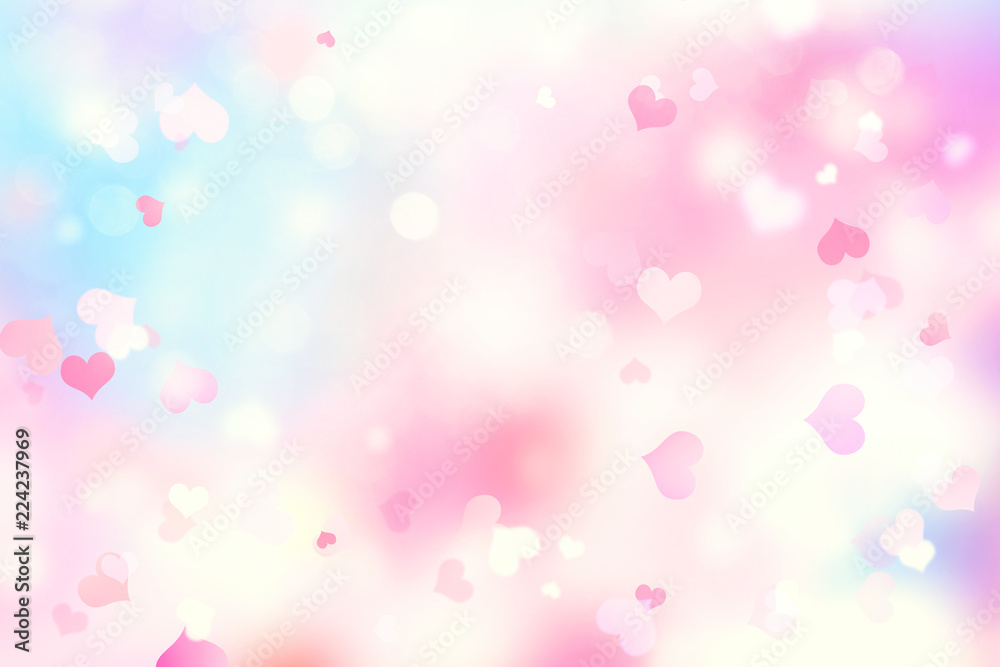 Valentine soft blurred hearts background.