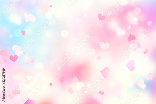 Valentine soft blurred hearts background.