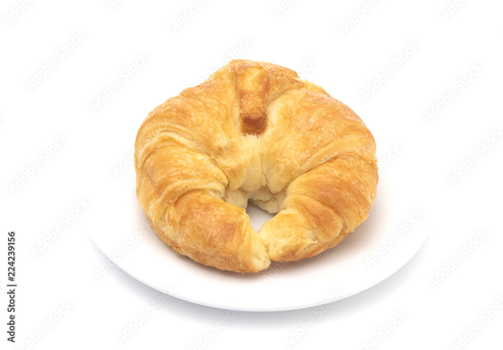 Freshly Baked Buttery French Croissants on a White Background